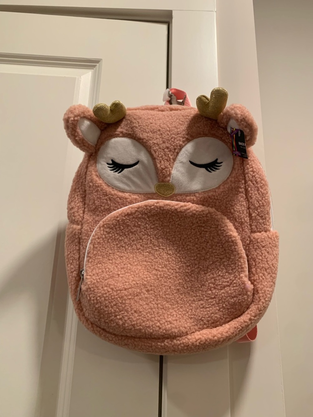 Kids Plush Deer Backpack - Pink
